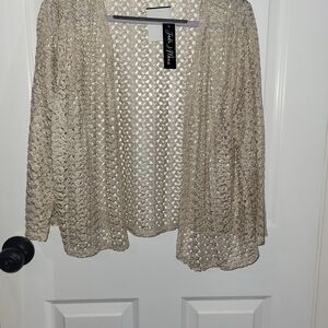 Chic Beige Open-Knit Cardigan